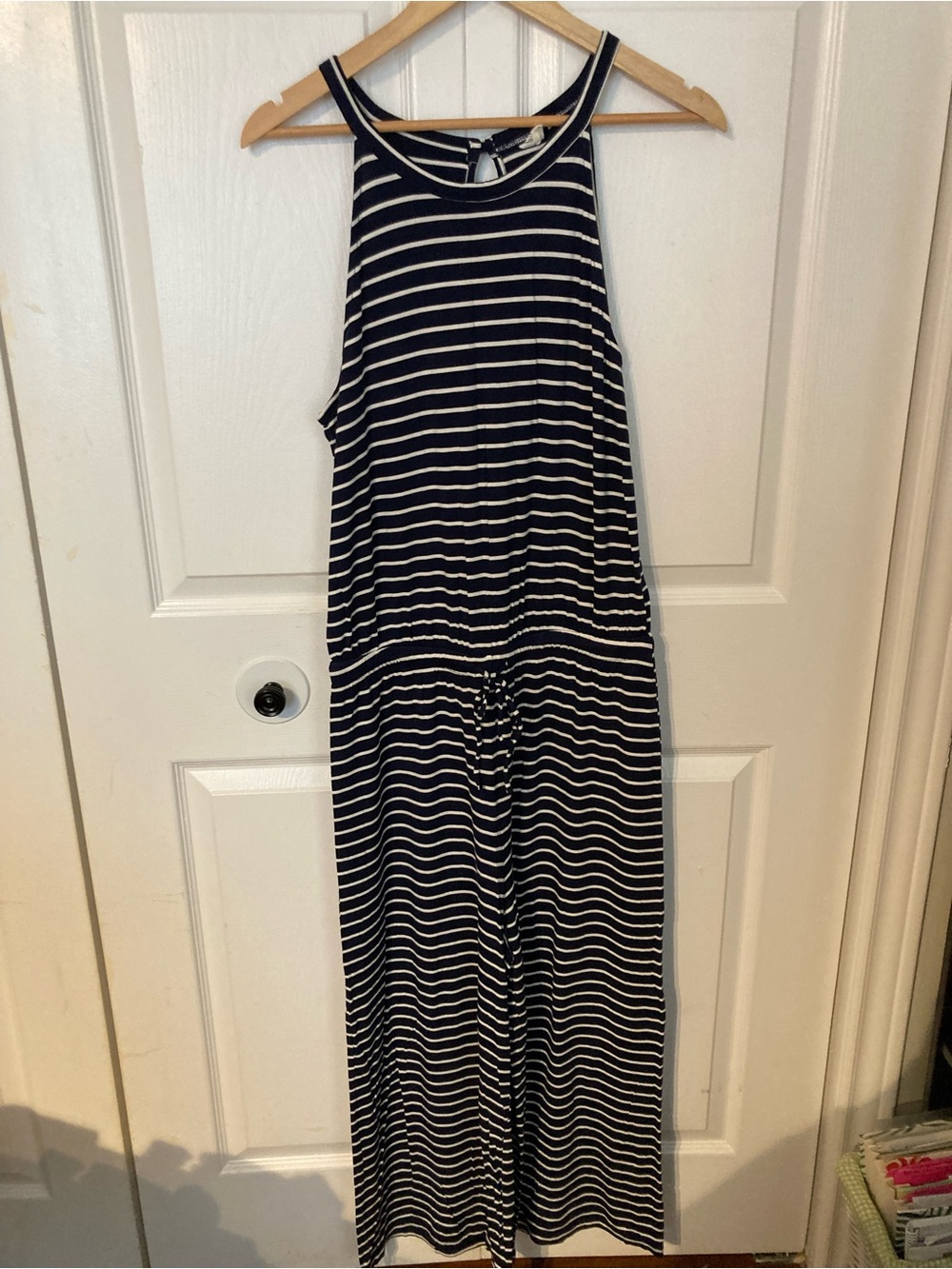 GAP Navy and White Striped Sleeveless Capri Jupper
